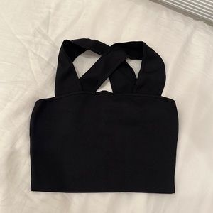 Aritzia Babaton black crop top
